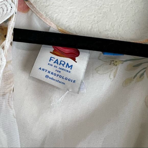 Farm Rio‎ X Anthropologie Eloisa White Floral Sheer Dress Size Small - Picture 9 of 9